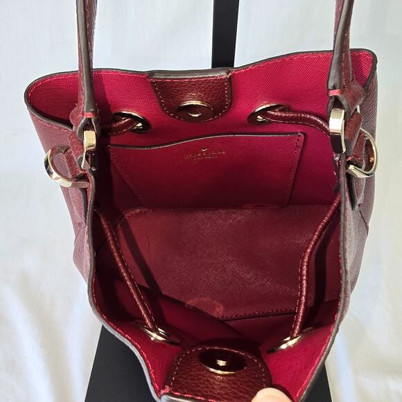 Kate Spade Eva Bucket Bag Cherrywood Burgundy Leather 7\
